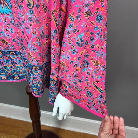 Tolani Feathers top Medium pink scarf print boho‎ maximalist India - Picture 6 of 9